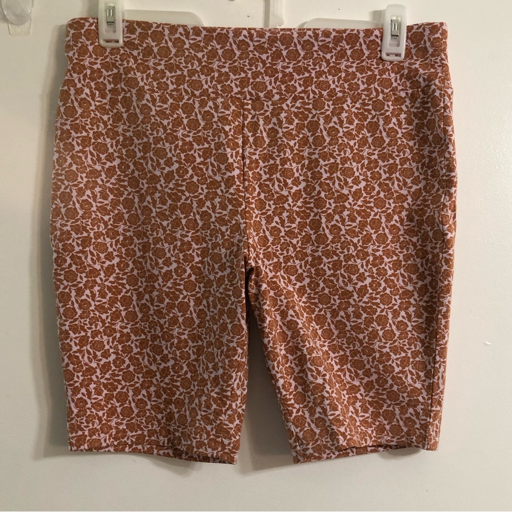 Terra & SkyFloral Copper  pipe High Rise Bike Shorts.Plus 0X(14W)